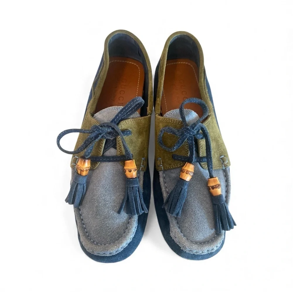 Gucci Suede Tassel Driving Loafers Men’s 7G Made in Italy
